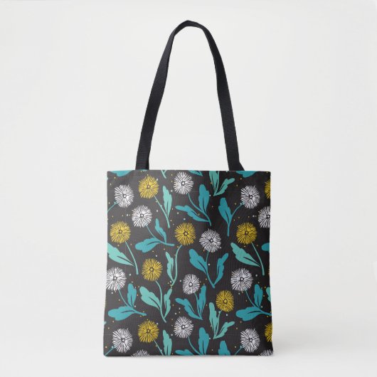 Spring Paardebloem Bloemen en Bladeren Design Tote Bag (Voorkant)