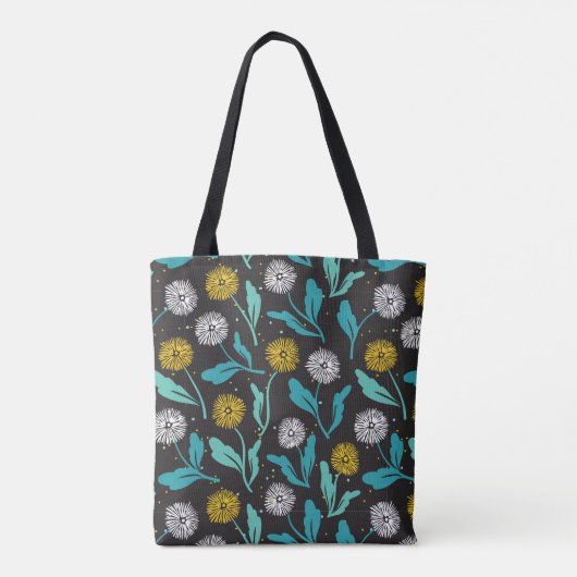 Spring Paardebloem Bloemen en Bladeren Design Tote Bag (Achterkant)
