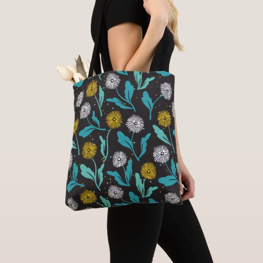 Spring Paardebloem Bloemen en Bladeren Design Tote Bag (Dichtbij)