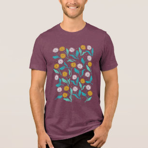 Spring Paardebloem Bloemen en Bladeren Design Tri-Blend Shirt