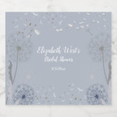 Spring paardenbloem poefs wit blauw grijs elegant sparkling wijnetiket (Enkel label)