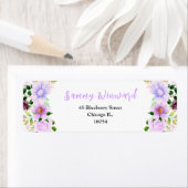Spring Paarse Bloemen en Foliage Vrijgezellenfeest Etiket (Insitu)