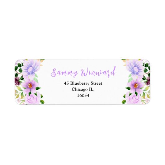 Spring Paarse Bloemen en Foliage Vrijgezellenfeest Etiket (Voorkant)