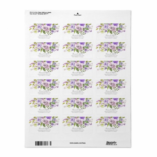 Spring Paarse Lavendel retour adreslabel Etiket (Full Sheet)
