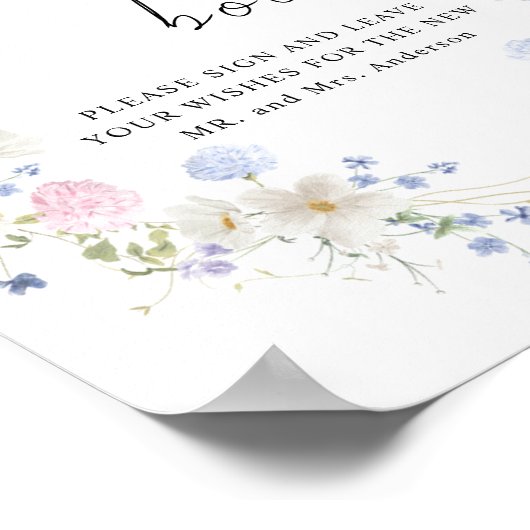 Spring Paarse Roze Wildflower Guestbook Sign Poster (Hoek)