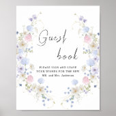 Spring Paarse Roze Wildflower Guestbook Sign Poster (Voorkant)
