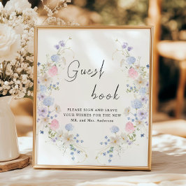 Spring Paarse Roze Wildflower Guestbook Sign Poster