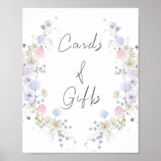 Spring Paarse Roze Wildflower Kaarten en geschenke Poster (Voorkant)