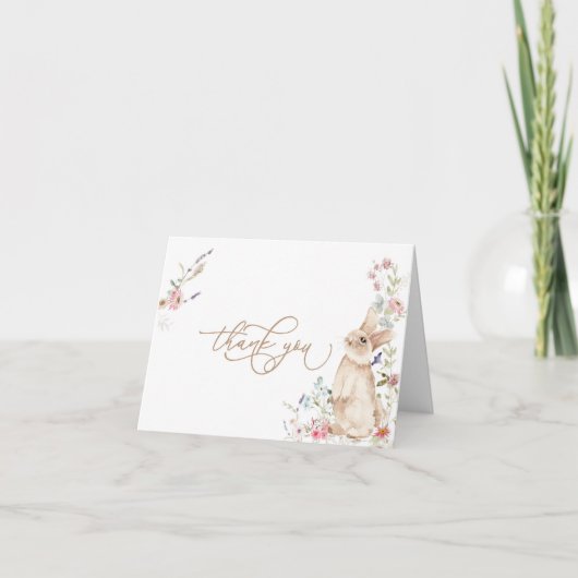 Spring Paashaas Baby shower Dank u kaart (Voorkant)