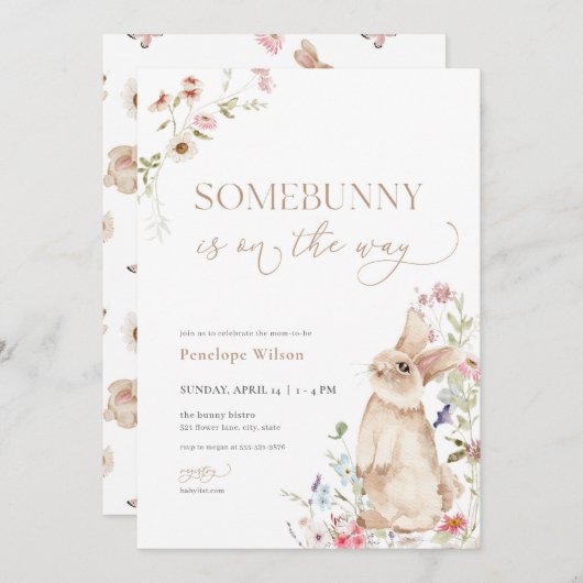 Spring Paashaas Baby shower uitnodiging (Voorkant / Achterkant)