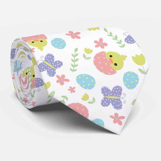 Spring Paaspasta Colorful Kawaii Cute Peeps Stropdas (Opgerold)