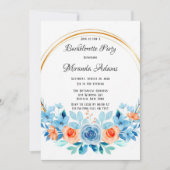 Spring Paint Blue Oranje Floral Bachelorette Party Kaart (Voorkant)