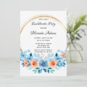 Spring Paint Blue Oranje Floral Bachelorette Party Kaart (Staand voorkant)