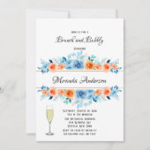 Spring Paint Blue Oranje Florals Brunch en Bubble Kaart (Voorkant)