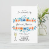 Spring Paint Blue Oranje Florals Brunch en Bubble Kaart (Staand voorkant)