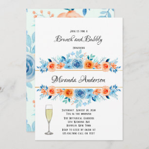 Spring Paint Blue Oranje Florals Brunch en Bubble Kaart