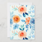 Spring Paint Blue Oranje Florals Engagement Party Kaart (Achterkant)