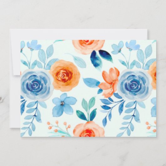 Spring Paint Blue Oranje Florals Weddenschap Bedan Kaart (Achterkant)