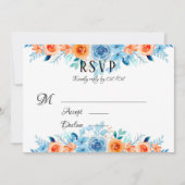 Spring Paint Blue Oranje Florals Wedding RSVP Card Kaart (Voorkant)