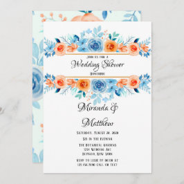 Spring Paint Blue Oranje Florals Wedding Shower Kaart
