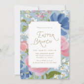 Spring Painted Floral Easter Brunch Invitation Kaart (Voorkant)