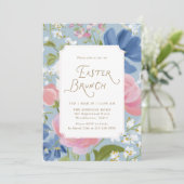Spring Painted Floral Easter Brunch Invitation Kaart (Staand voorkant)