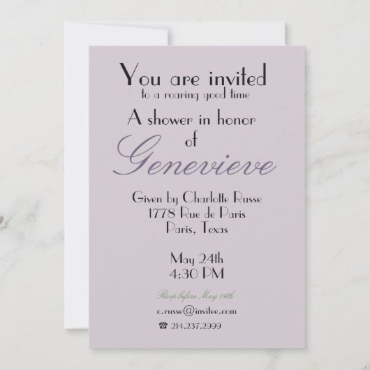 Spring Parijse Flapper Mode Douche Kaart (Achterkant)