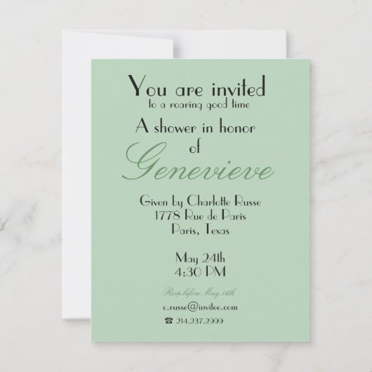 Spring Parijse Flapper Mode Douche Kaart (Achterkant)