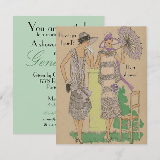 Spring Parijse Flapper Mode Douche Kaart (Voorkant / Achterkant)