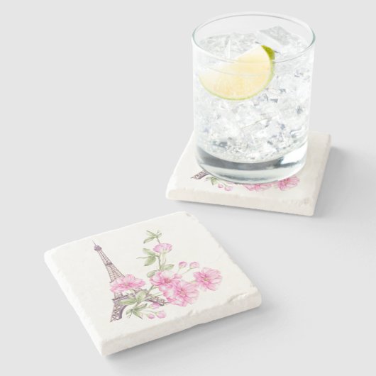 Spring Paris Floral Stenen Onderzetter (Zijkant)