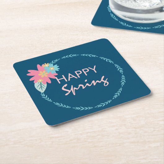 Spring Party Floral Wreath Birthday Flowers Kartonnen Onderzetters (Schuin)