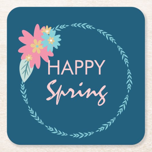 Spring Party Floral Wreath Birthday Flowers Kartonnen Onderzetters (Voorkant)