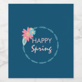Spring Party Floral Wreath Birthday Flowers Wijn Etiket (Enkel label)