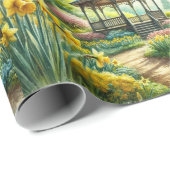 Spring Party narcissen en tuinhuisje inpakpapier (Rol Hoek)