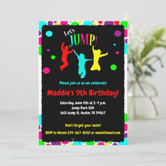 Spring Party/Trampoline Birthday Party Kaart (Staand voorkant)