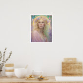 Spring Pastel Art Deco Vrouw Blond Haar Pasen Poster (Keuken)