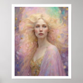 Spring Pastel Art Deco Vrouw met Blond Haar Poster (Voorkant)