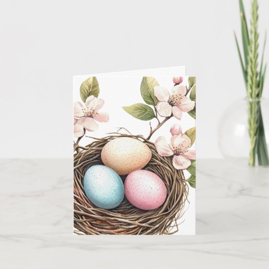 Spring Pastel Bird's Nest Note Card Notitiekaartje (Voorkant)
