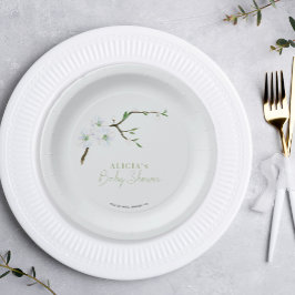 Spring pastel blauw bloemenjongen baby shower papieren bordje