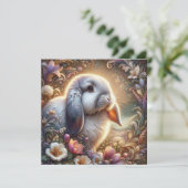 Spring Pastel Bloemen Lop Eared Bunny Feestdagenkaart (Staand voorkant)