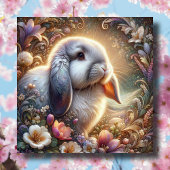 Spring Pastel Bloemen Lop Eared Bunny Feestdagenkaart