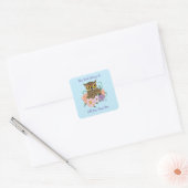 Spring Pastel Bloemen Uil Bookplate Vierkante Sticker (Envelop)