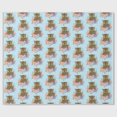 Spring Pastel Bloemen Uil Cadeaupapier (Vlak)
