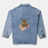 Spring Pastel Bloemen Uil Denim Jacket (Achterkant)