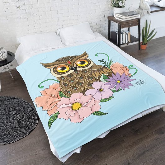 Spring Pastel Bloemen Uil Fleece Deken