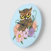 Spring Pastel Bloemen Uil Grote Klok (Hoek)