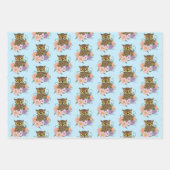 Spring Pastel Bloemen Uil Inpakpapier Vel (Voorkant)
