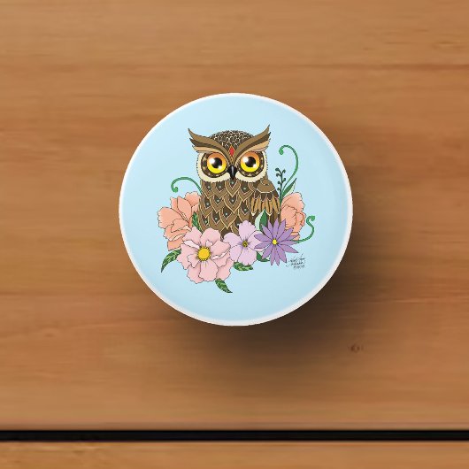 Spring Pastel Bloemen Uil Keramische Knop