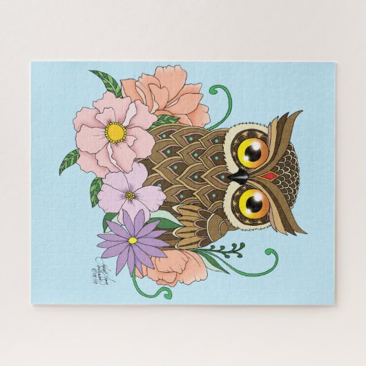 Spring Pastel Bloemen Uil Legpuzzel (Horizontaal)