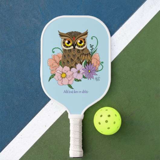 Spring Pastel Bloemen Uil Pickleball Paddle
